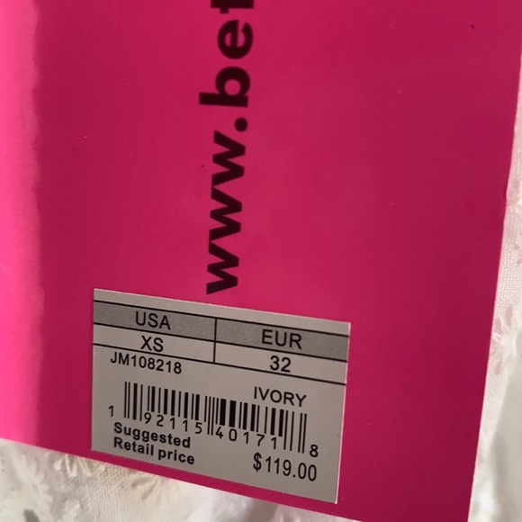 NWT BETSEY JOHNSON White Puff Sleeve Off the Shoulder Eyelet MIDI Dress XS - Picture 5 of 6